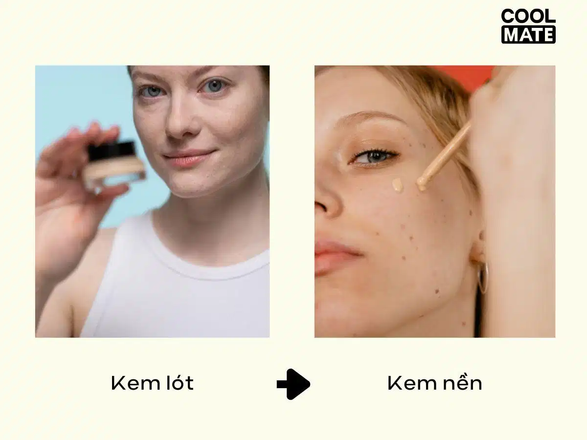 Tán kem lót và kem nền thành từng lớp mỏng sau kem chống nắng