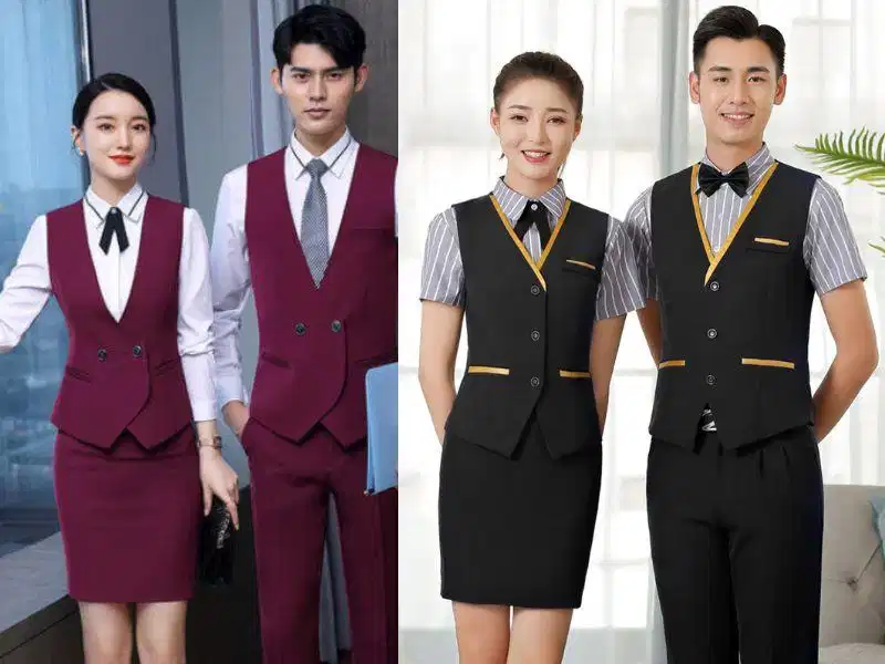 Tiêu chí thiết kế đồng phục tiền sảnh Tiêu chuẩn cắt may và form dáng cho đồng phục lễ tân chuyên nghiệp