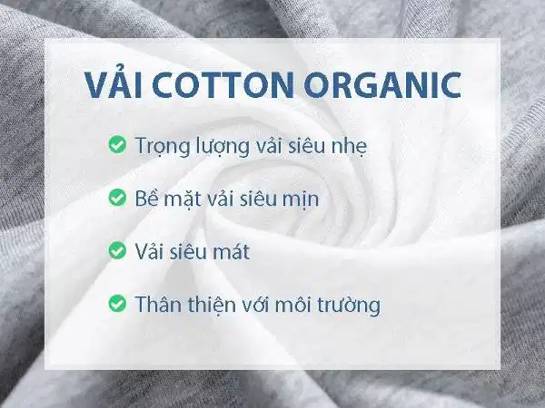 Organic cotton - bông hữu cơ Vải cotton hữu cơ với bề mặt mềm mại tự nhiên
