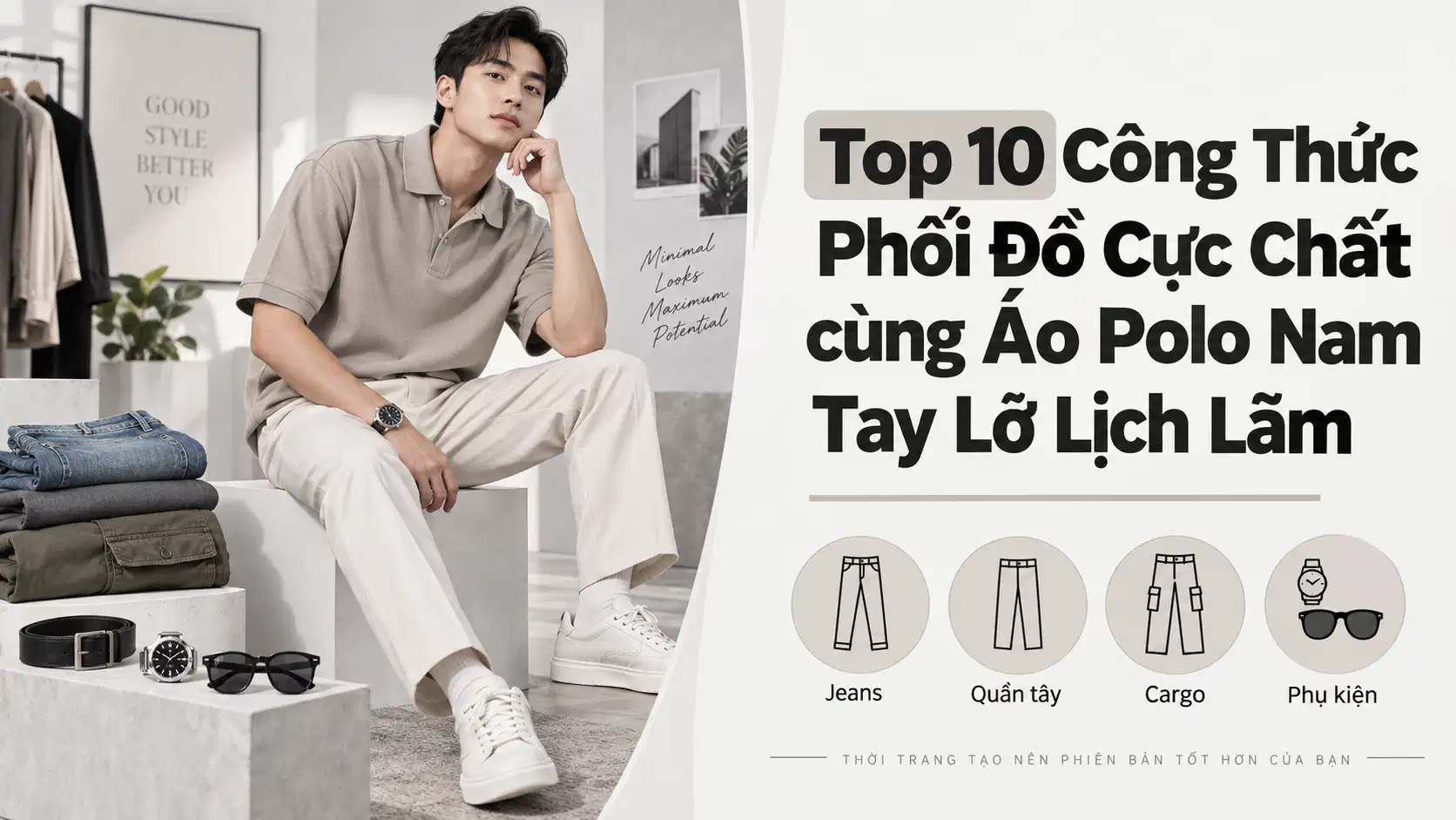 Top 10 Công Thức Phối Đồ Cực Chất cùng Áo Polo Nam Tay Lỡ Lịch Lãm