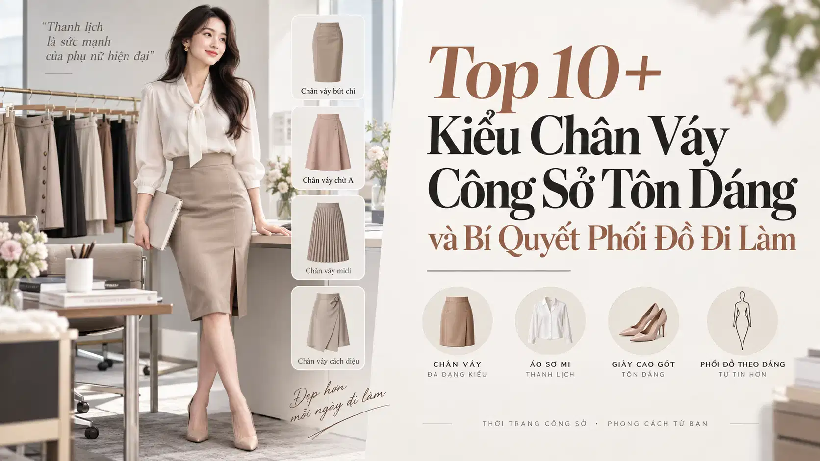 Top 10+ Kiểu Chân Váy Công Sở Tôn Dáng và Bí Quyết Phối Đồ Đi Làm