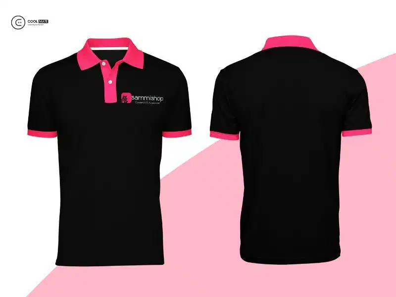 Đồng phục SammiShop Áo polo đen phối viền hồng của SammiShop