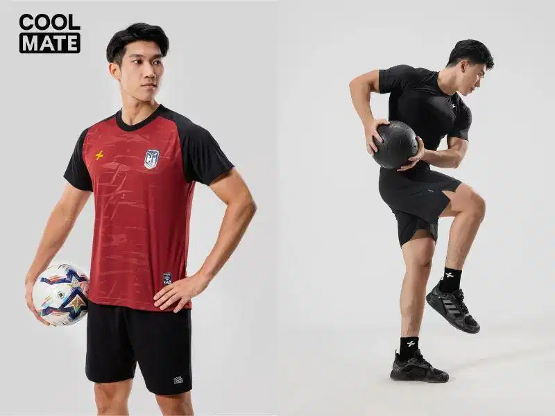 Trang phục thể hiện cá tính, để chàng tự do vận động Bộ trang phục thể thao nam phối màu trang nhã, phom dáng thoải mái