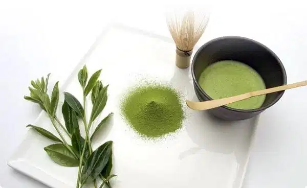 Trộn bột trà xanh matcha cùng sữa chua dưỡng mắt
