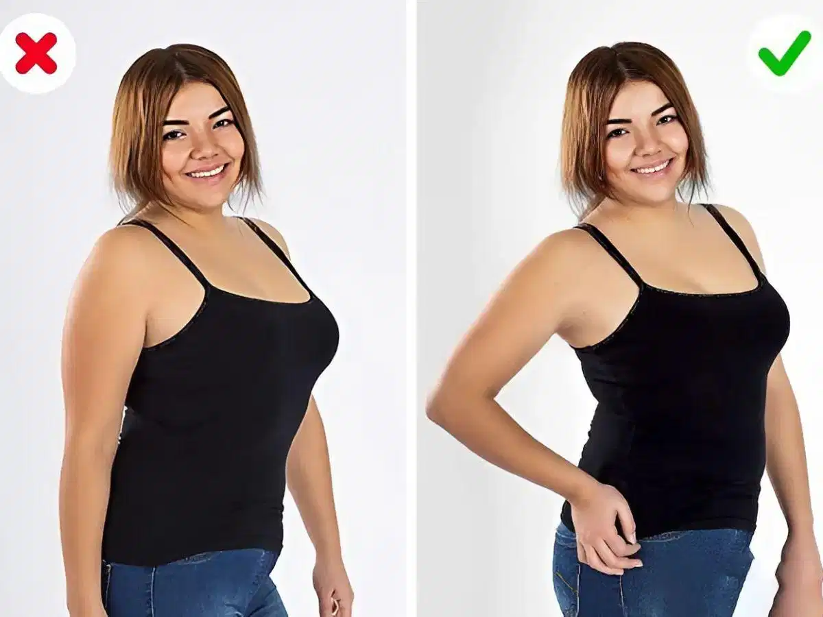 Tạo dáng đứng với một tay đặt nhẹ ở eo