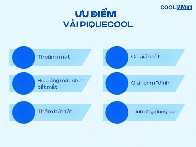 Ưu điểm của vải pique cool Ưu điểm nổi bật về phom dáng và độ thoáng khí của vải pique cool