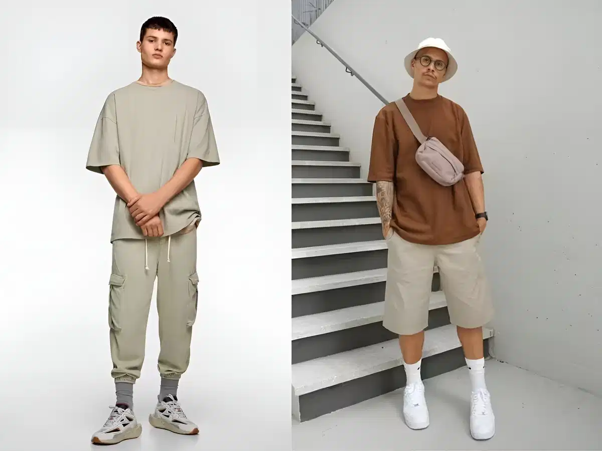 Ưu tiên sự gọn gàng với áo phông oversized nam Phối áo phông oversized nam gọn gàng theo tỷ lệ cơ thể