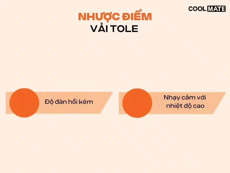 Vải tole có độ đàn hồi kém và nhạy cảm với nhiệt độ cao Hiện tượng nhăn nếp và kém đàn hồi của vải tole khi chịu lực kéo