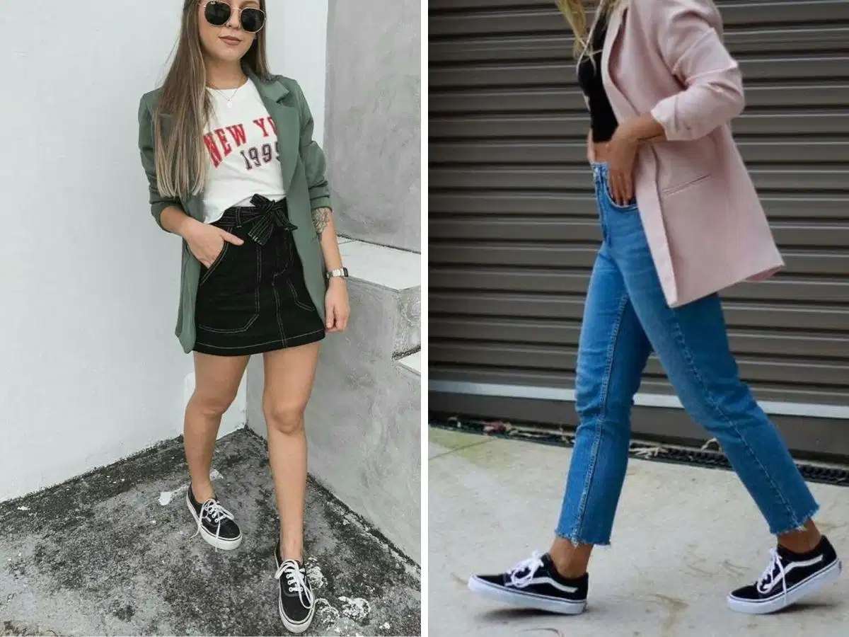 Phối blazer với giày Vans nữ Phối blazer với giày Vans nữ