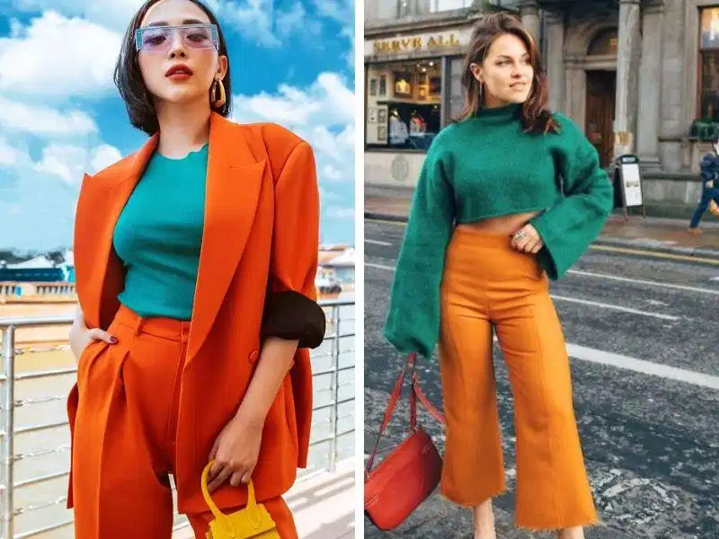 Xanh cổ vịt + cam Phối màu xanh cổ vịt và màu cam