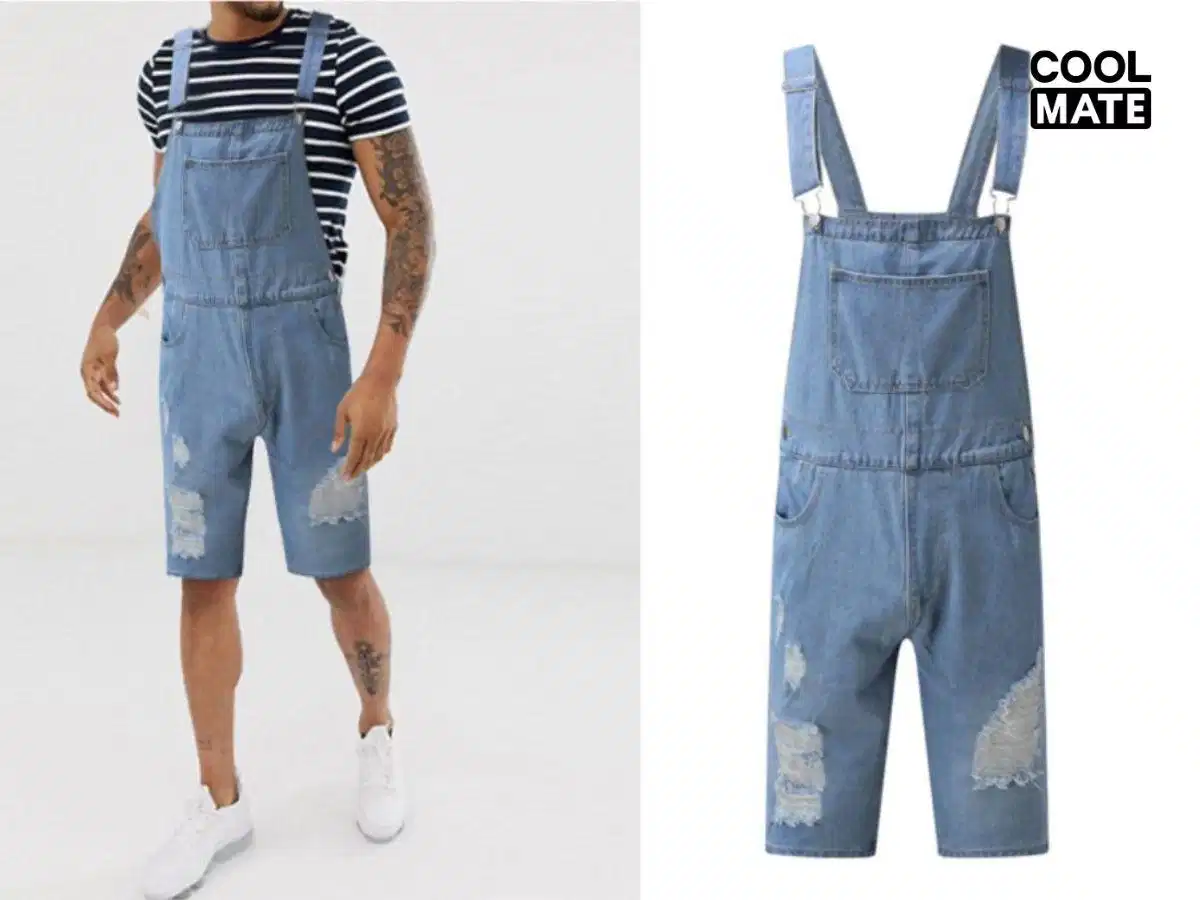 Yếm jean phối cùng áo thun oversize Yếm jean phối cùng áo thun oversize